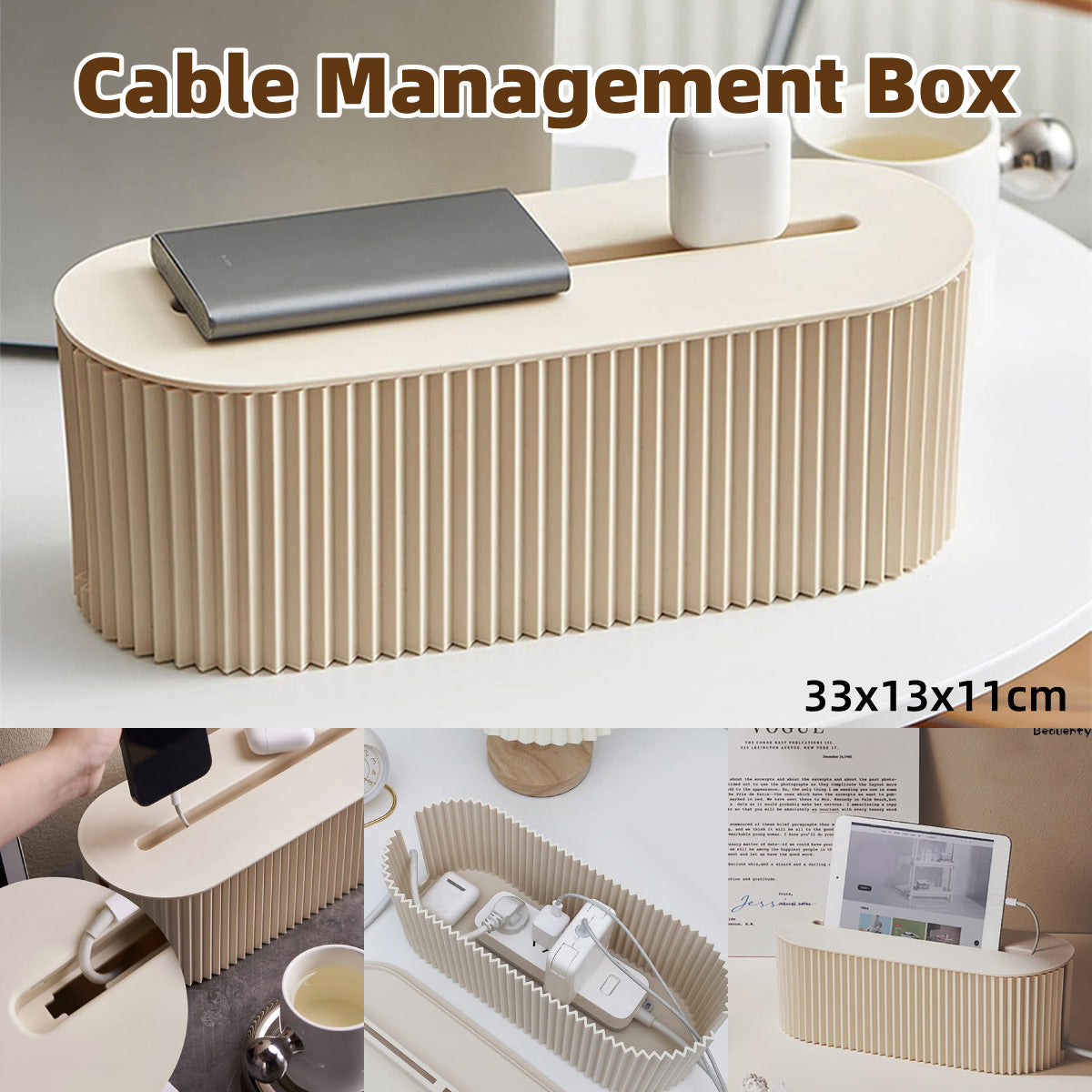 Large Cable Wire Cord Storage Box Case Management Socket Tidy Organizer V528-BOX-WHITE-480384