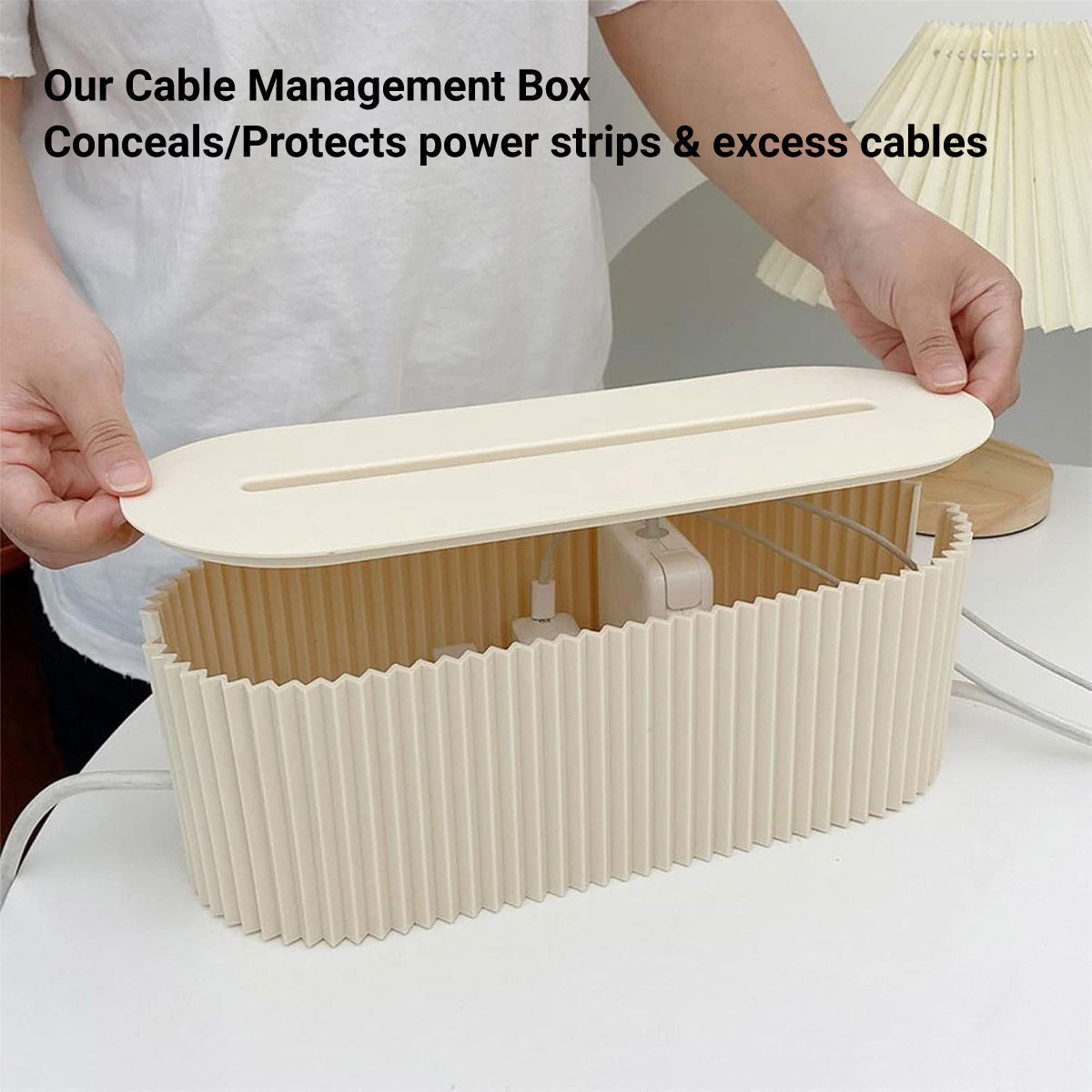 Large Cable Wire Cord Storage Box Case Management Socket Tidy Organizer V528-BOX-WHITE-480384