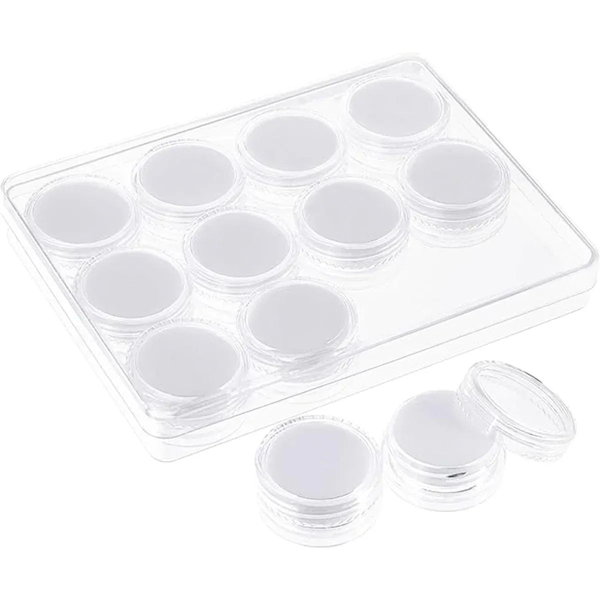 Transparent Round Gemstone Display Box Organizer Case with Lid Storage Packaging - White V528-BOX-WHITE-511257