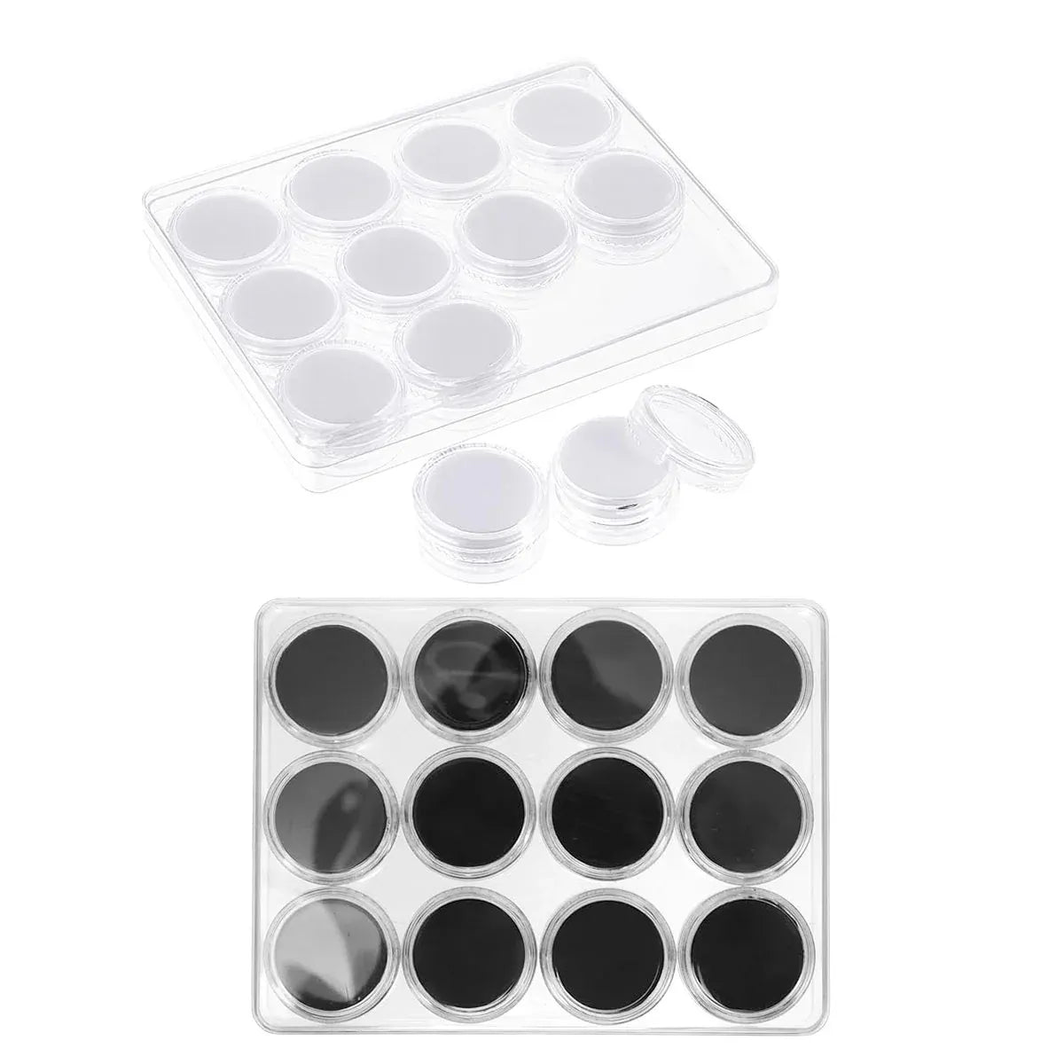 Transparent Round Gemstone Display Box Organizer Case with Lid Storage Packaging - White V528-BOX-WHITE-511257