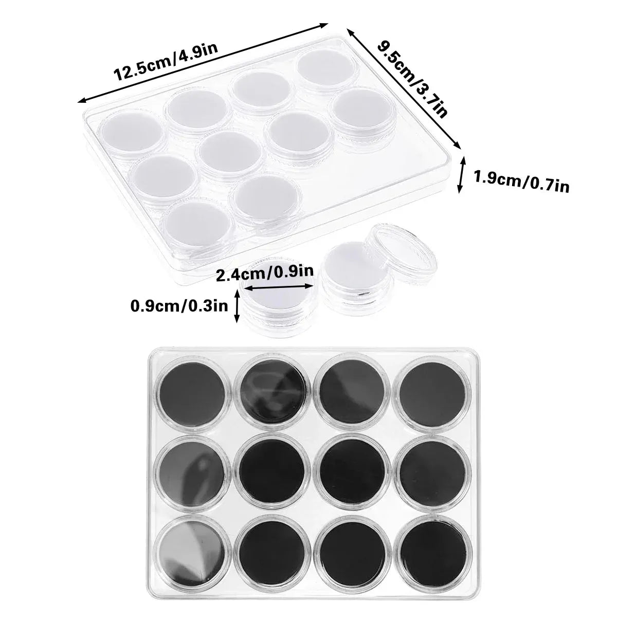 Transparent Round Gemstone Display Box Organizer Case with Lid Storage Packaging - White V528-BOX-WHITE-511257