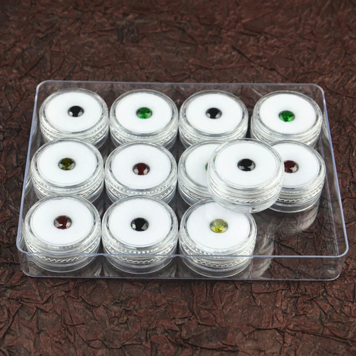 Transparent Round Gemstone Display Box Organizer Case with Lid Storage Packaging - White V528-BOX-WHITE-511257