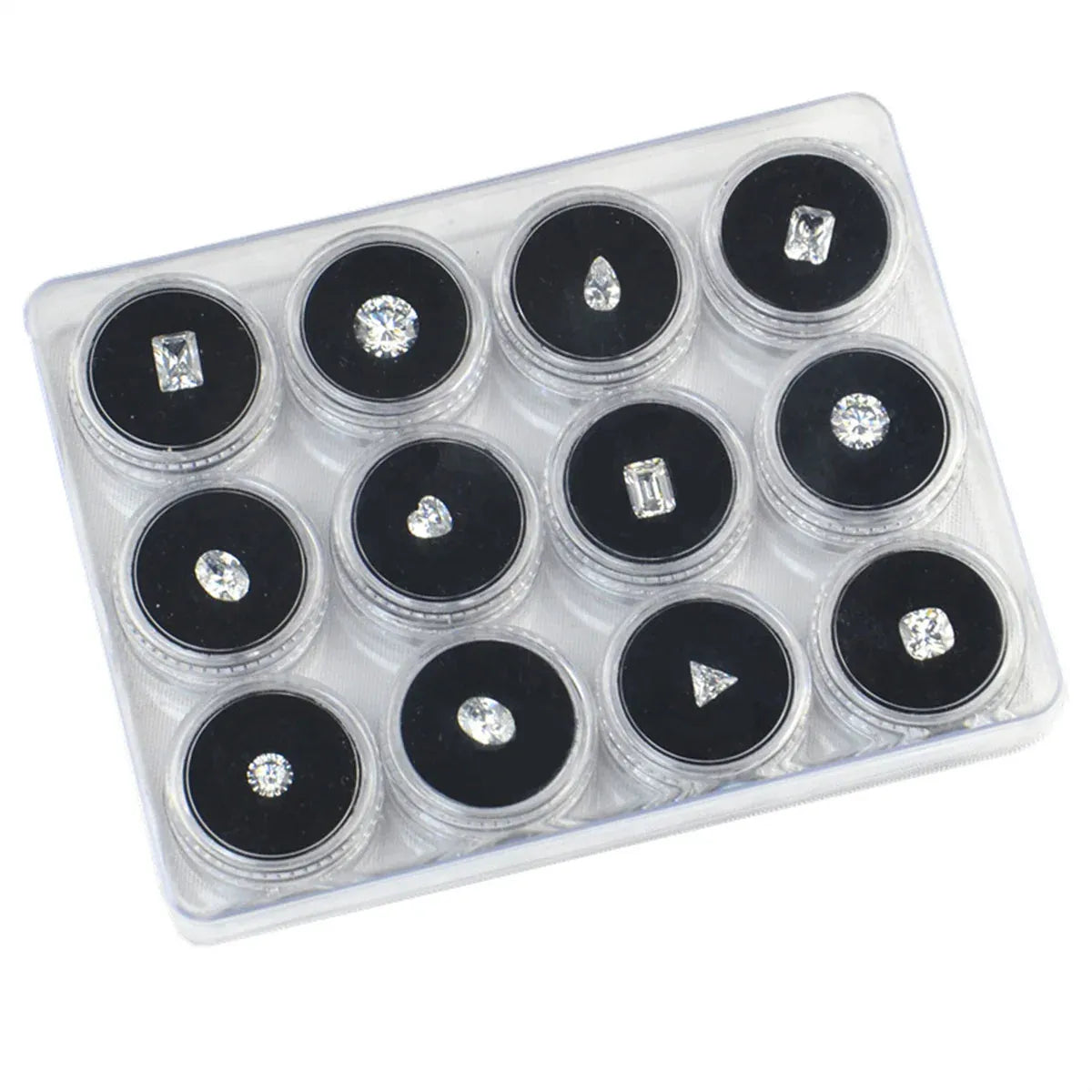 Transparent Round Gemstone Display Box Organizer Case with Lid Storage Packaging - White V528-BOX-WHITE-511257