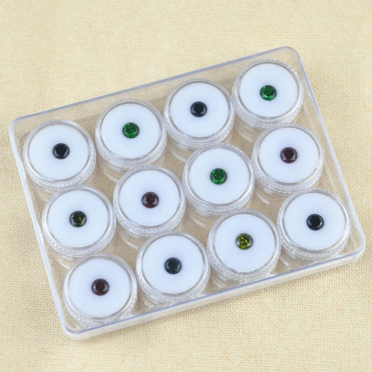 Transparent Round Gemstone Display Box Organizer Case with Lid Storage Packaging - White V528-BOX-WHITE-511257