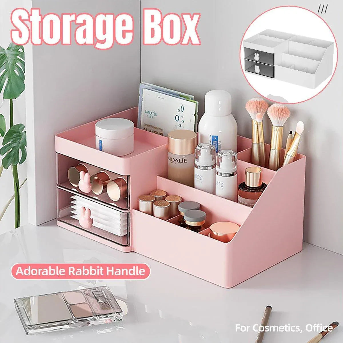 Cartoon Drawer Type Cosmetic Jewelry Storage Box Desktop Student Stationery Box - White V528-BOX-WHITE-643085