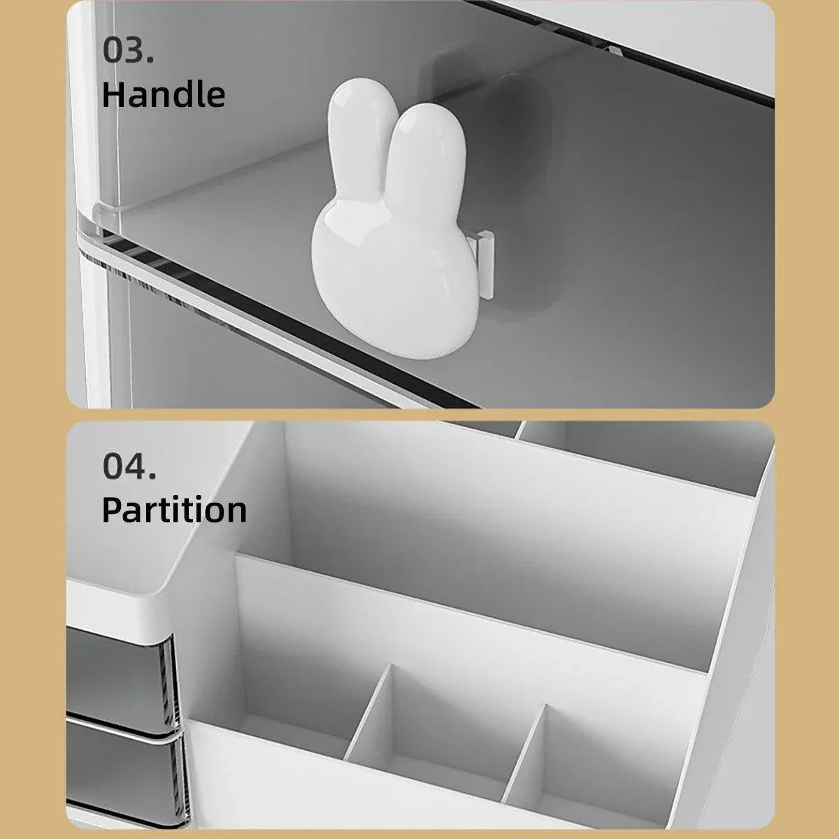 Cartoon Drawer Type Cosmetic Jewelry Storage Box Desktop Student Stationery Box - White V528-BOX-WHITE-643085