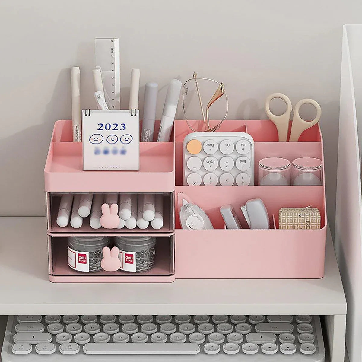 Cartoon Drawer Type Cosmetic Jewelry Storage Box Desktop Student Stationery Box - White V528-BOX-WHITE-643085