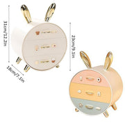 Large Multi-functional Makeup Storage Organizer Rabbit Decor Drawer Cosmetic Box - White V528-BOX-WHITE-657985
