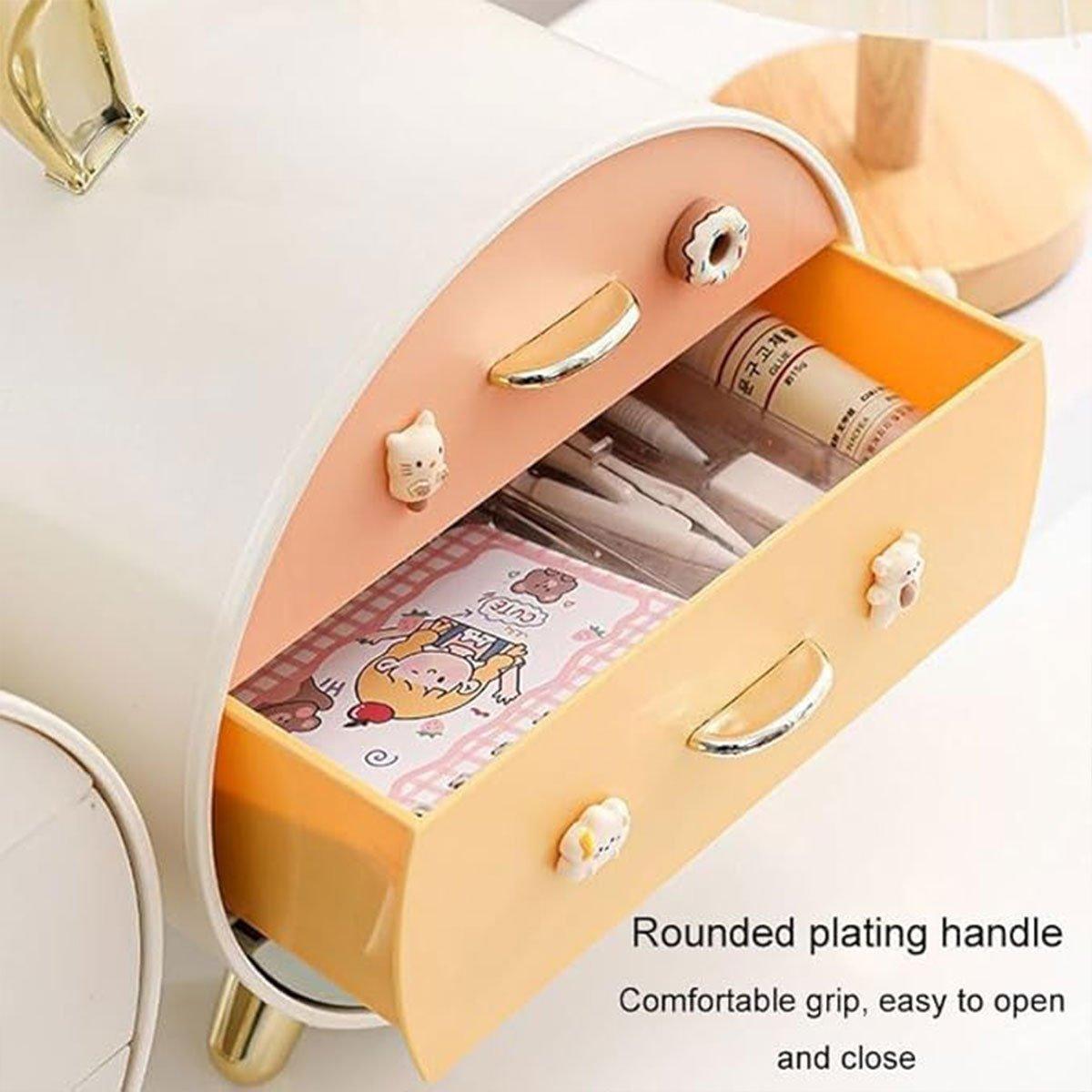 Large Multi-functional Makeup Storage Organizer Rabbit Decor Drawer Cosmetic Box - White V528-BOX-WHITE-657985