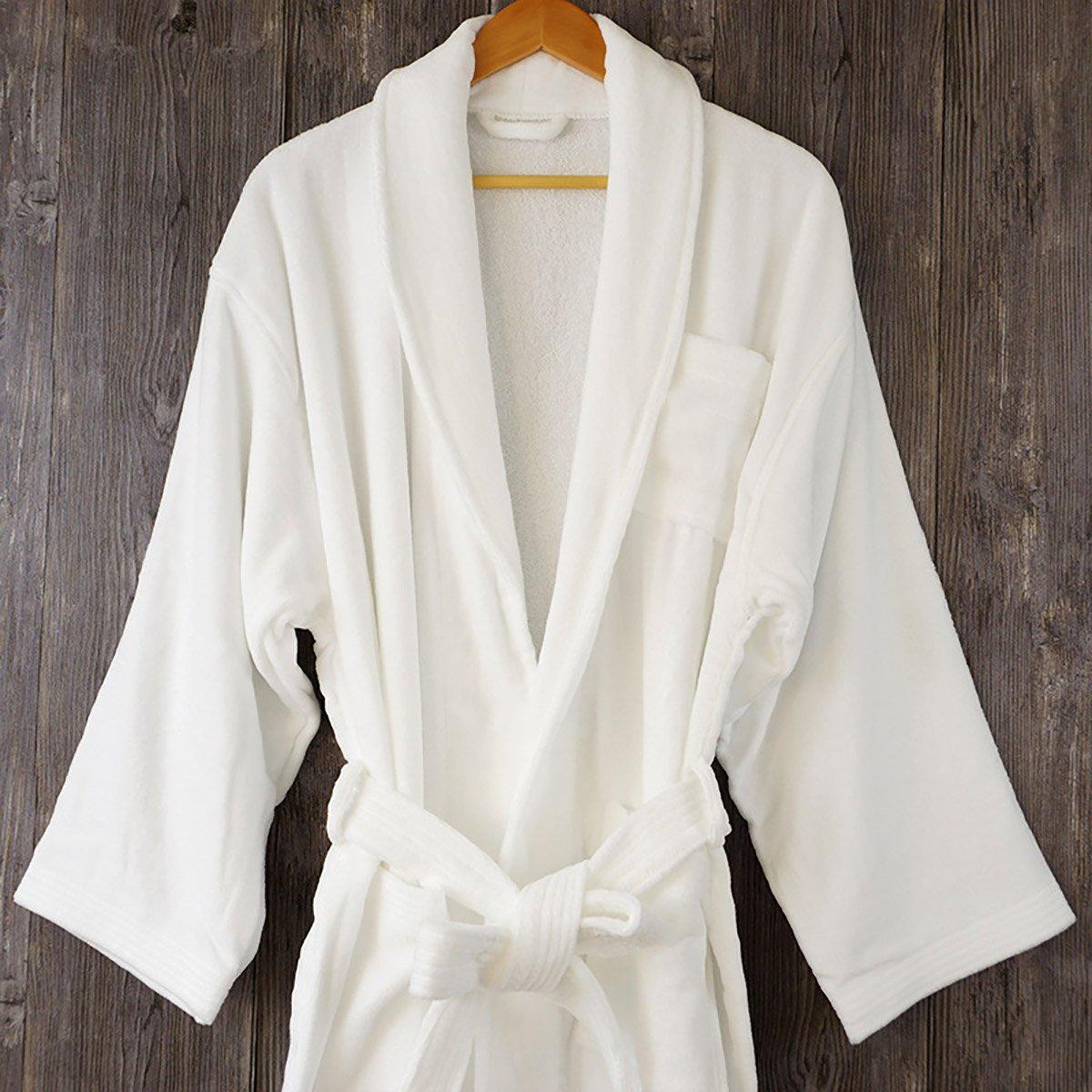 Cotton Kimono Collar Bathrobe Hotel Quality Thick Fleece Towel Embroidered Robe - Velvet V528-BR-VELVET-130-248954