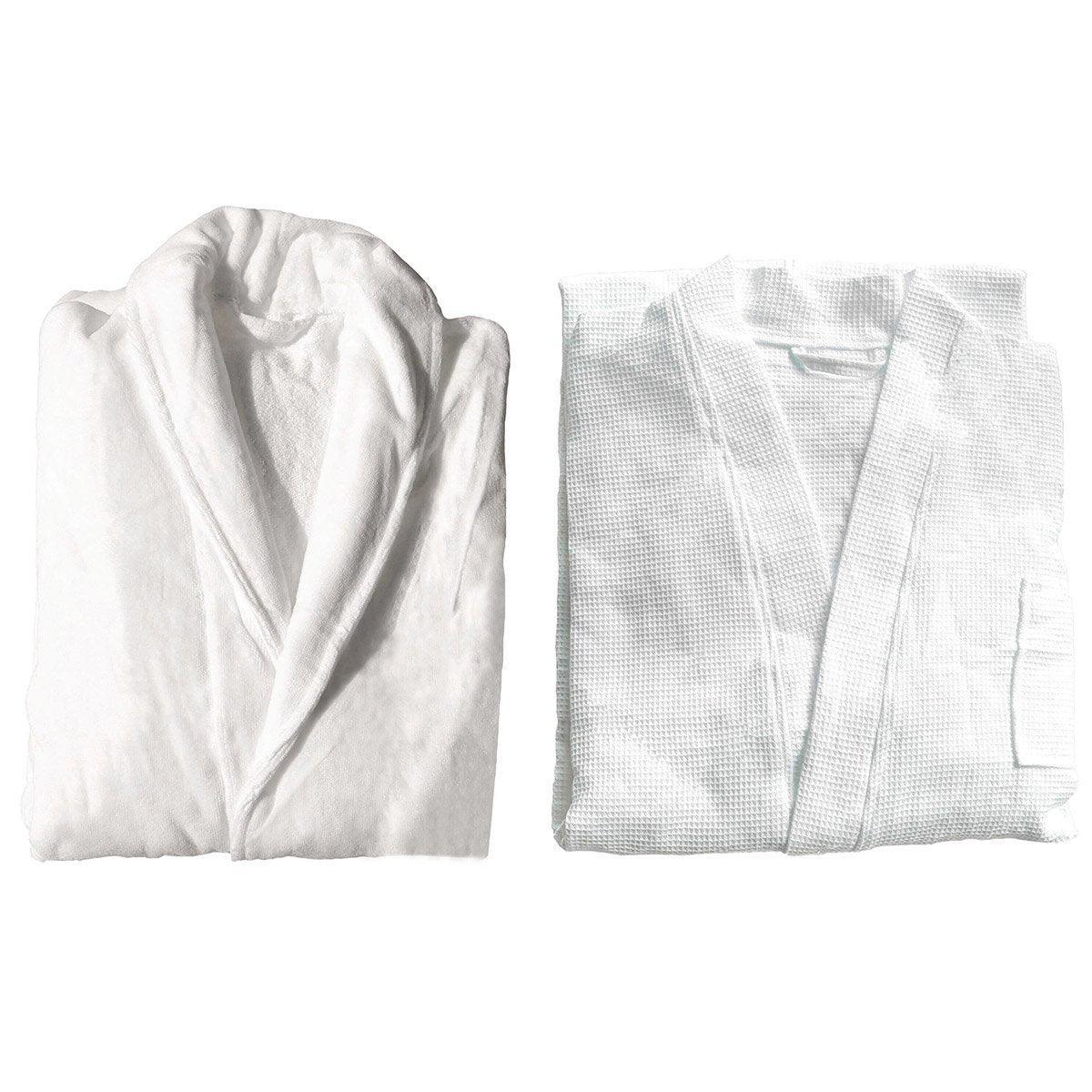 Cotton Kimono Collar Bathrobe Hotel Quality Thick Fleece Towel Embroidered Robe - Waffle V528-BR-WAFFLE-130-355485