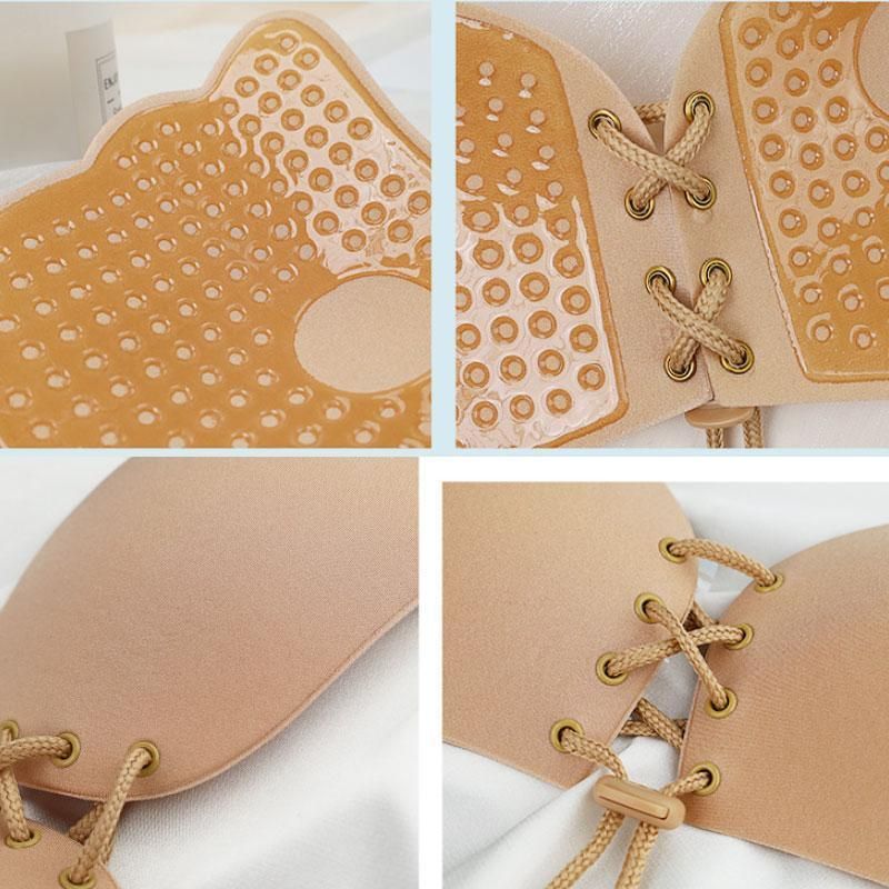 Strapless Backless Invisible Bra Push Up Stick On Silicone Lingerie Adjustable Nude - D V528-BRA-NUDE-D-389196