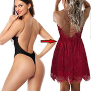 S Size Women Deep U Plunge Seamless Push Up Bra Thong Backless Bodysuit - Black V528-BRABODYSUIT-BLACK-S-781206