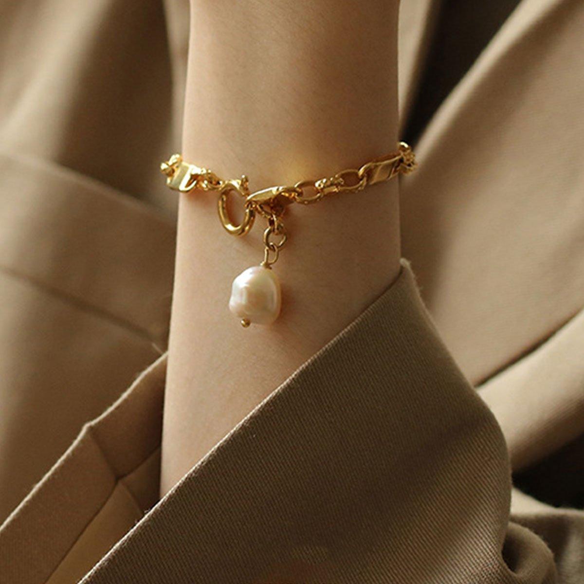 Simple Chunky Chain Bracelet Elegant Trendy Fashion Jewelry for Women Gifts V528-BRACELET-GOLD-992023