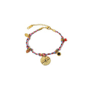 Boho Bracelet Set Women Natural Stone Woven Retro Style Adjustable Layered - Pink V528-BRACELET-SB23062401M-595134