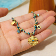 Boho Bracelet Set Women Natural Stone Woven Retro Style Adjustable Layered - Pink V528-BRACELET-SB23062401M-595134