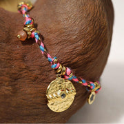 Boho Bracelet Set Women Natural Stone Woven Retro Style Adjustable Layered - Pink V528-BRACELET-SB23062401M-595134