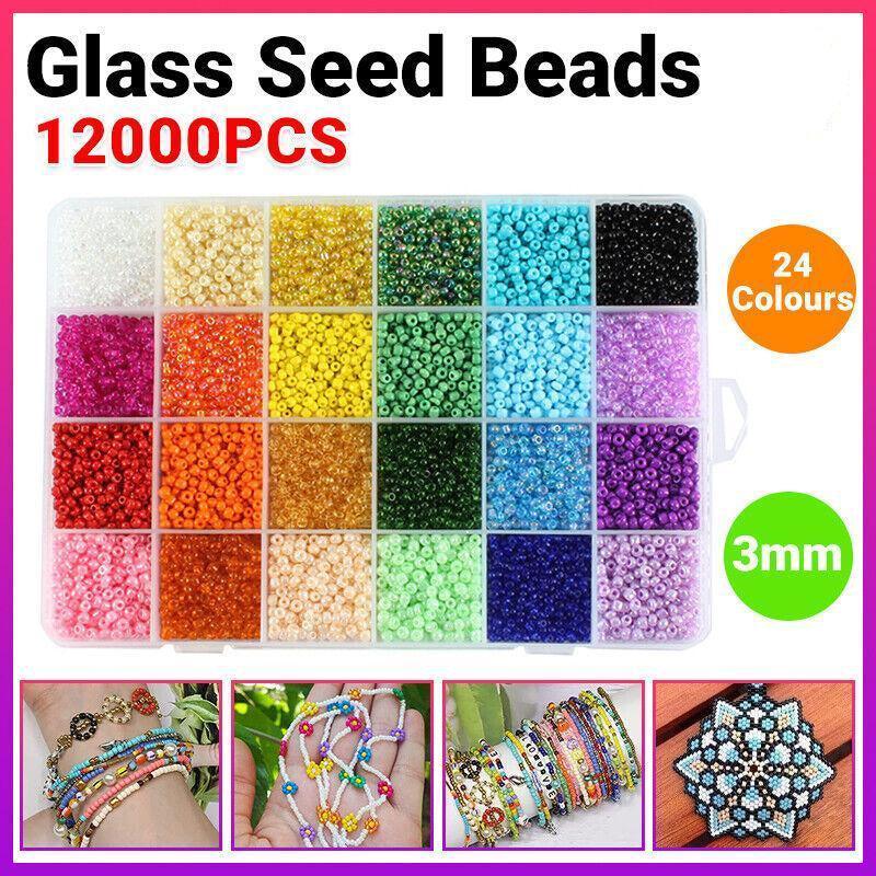 12000Pcs 3mm 24-Colour Glass Seed Bracelet Beads Kit V528-BRACELETBEAD-189514