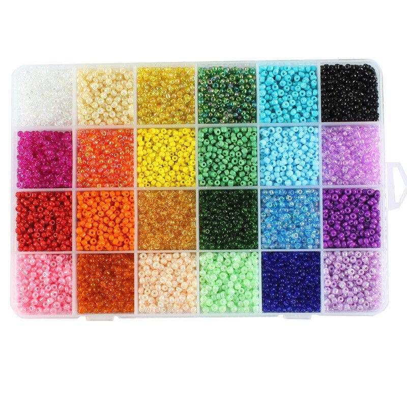 12000Pcs 3mm 24-Colour Glass Seed Bracelet Beads Kit V528-BRACELETBEAD-189514
