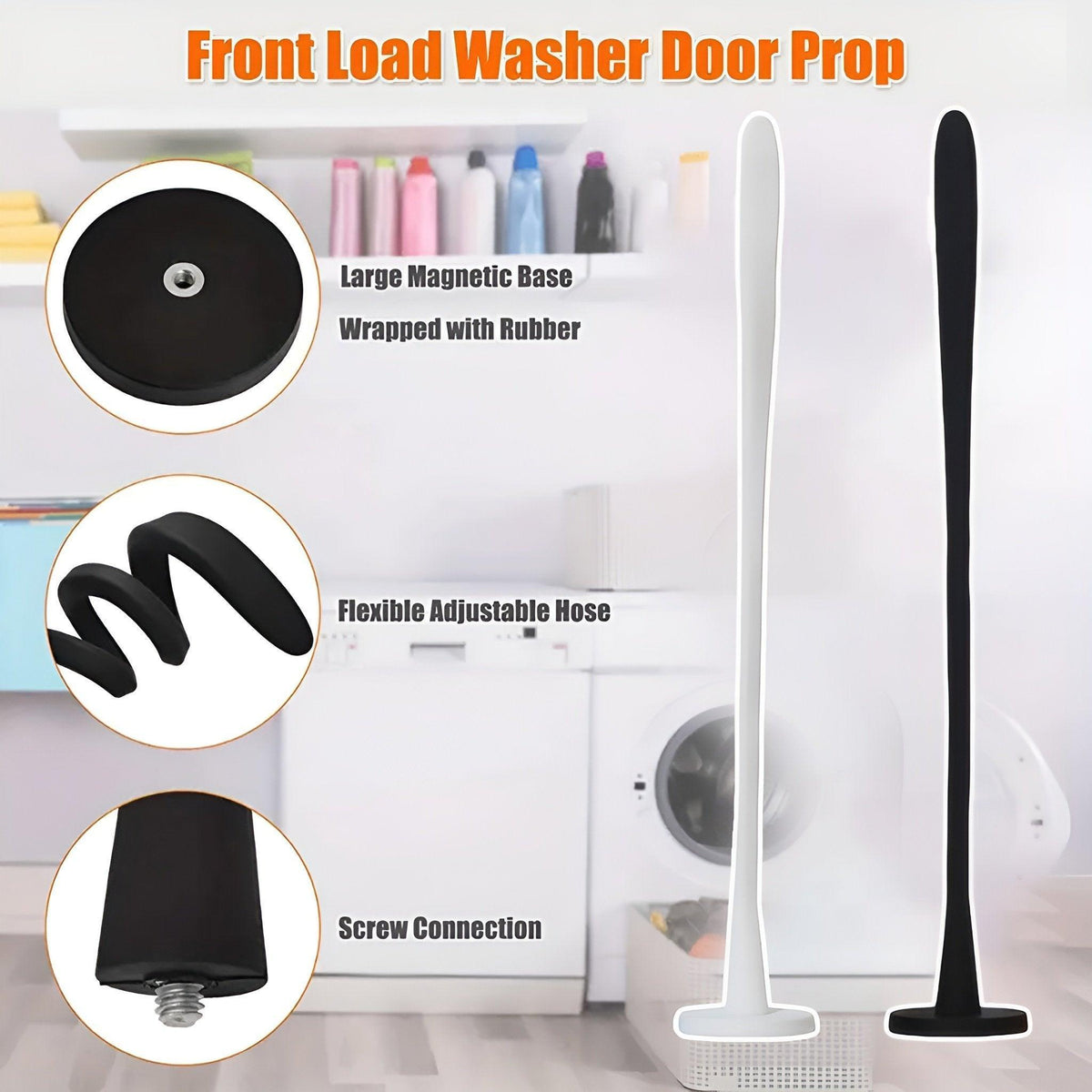 Magnetic Washer Door Holder Front Load Washing Machine Magnetic Door Prop - White V528-BRACKET-43MM-WHITE-601919
