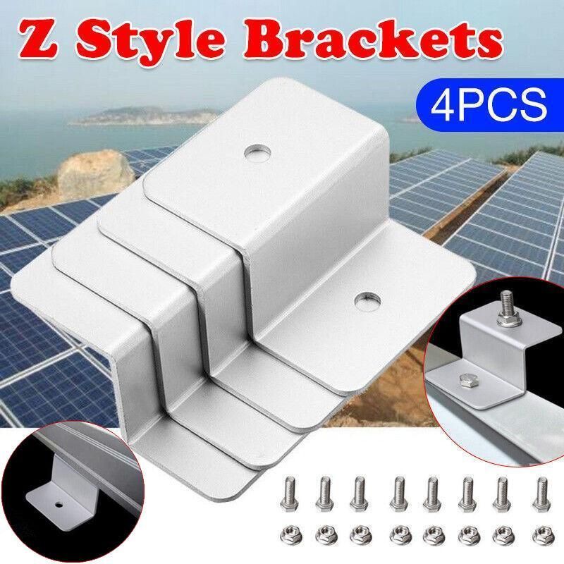 4 Pcs Solar Panel Z-Bracket Mounting Flat Roof Yacht Rv Mount Aluminum Kit Au V528-BRACKETSET-571449
