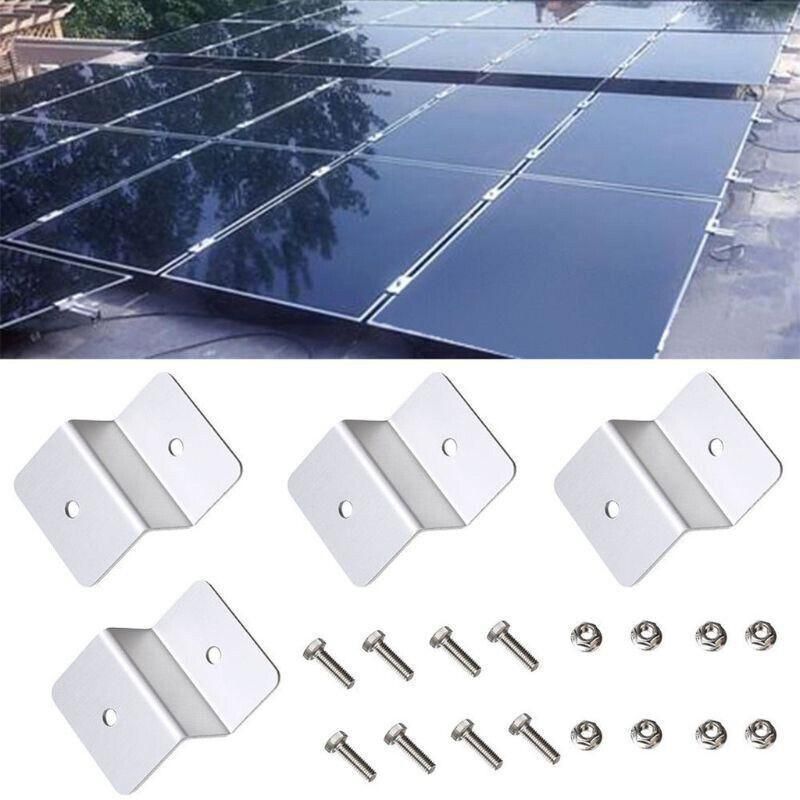4 Pcs Solar Panel Z-Bracket Mounting Flat Roof Yacht Rv Mount Aluminum Kit Au V528-BRACKETSET-571449