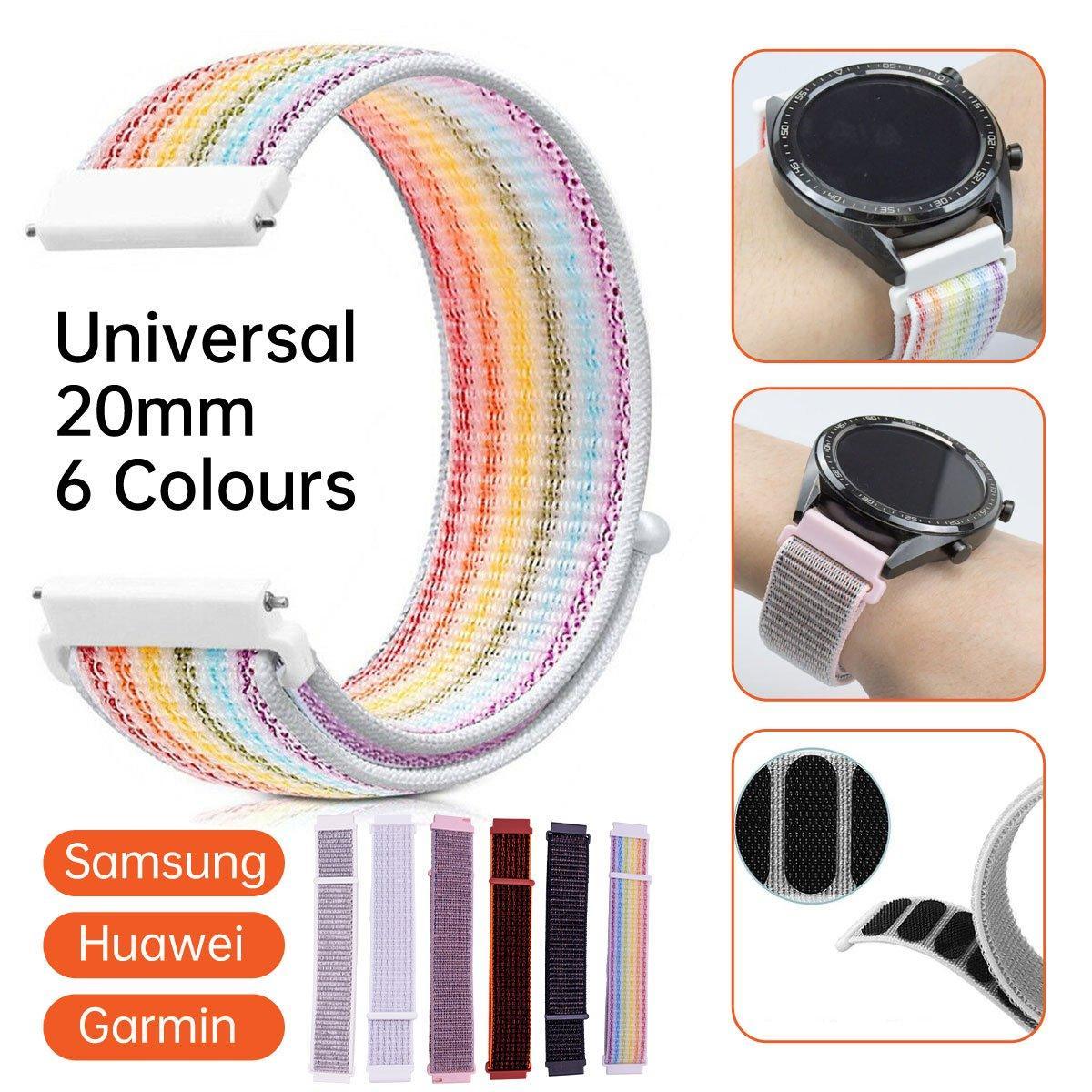 20mm Nylon Braided Sport Loop Velcro Watch Band Strap Compatible Replacement - Red-Black V528-BRAIDED-STRAP-RED-BLACK-335320