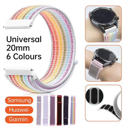 20mm Nylon Braided Sport Loop Velcro Watch Band Strap Compatible Replacement - Seashells V528-BRAIDED-STRAP-SEASHELLS-579321
