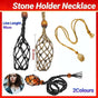 L Size Empty Stone Holder Necklace Crystal Quartz Gemstone Cage Rope Cord Pendant DIY - Brown V528-BRAIDEDNECKLACE-BROWN-L-478146