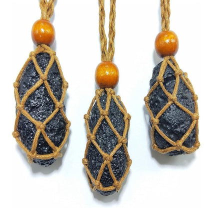 L Size Empty Stone Holder Necklace Crystal Quartz Gemstone Cage Rope Cord Pendant DIY - Brown V528-BRAIDEDNECKLACE-BROWN-L-478146