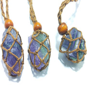 L Size Empty Stone Holder Necklace Crystal Quartz Gemstone Cage Rope Cord Pendant DIY - Brown V528-BRAIDEDNECKLACE-BROWN-L-478146