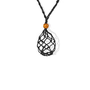 L Size Empty Stone Holder Necklace Crystal Quartz Gemstone Cage Rope Cord Pendant DIY - Brown V528-BRAIDEDNECKLACE-BROWN-L-478146