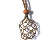 L Size Empty Stone Holder Necklace Crystal Quartz Gemstone Cage Rope Cord Pendant DIY - Brown V528-BRAIDEDNECKLACE-BROWN-L-478146