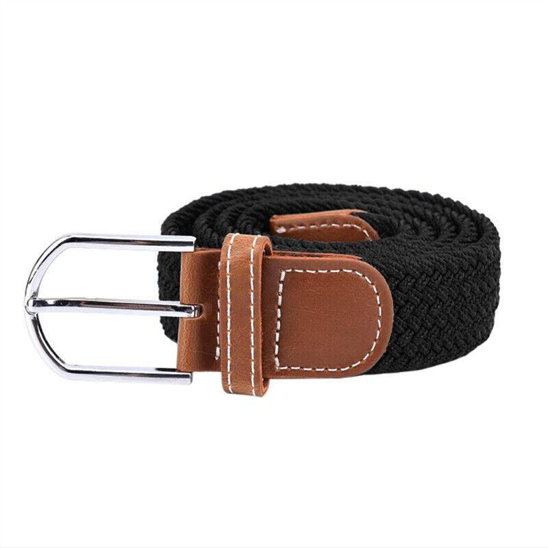 Belt For Men Elastic Waistband Canvas Buckle Braided Mens Woven Stretch Strar V528-BRAIDEDWAISTBAND-BLACK-670099