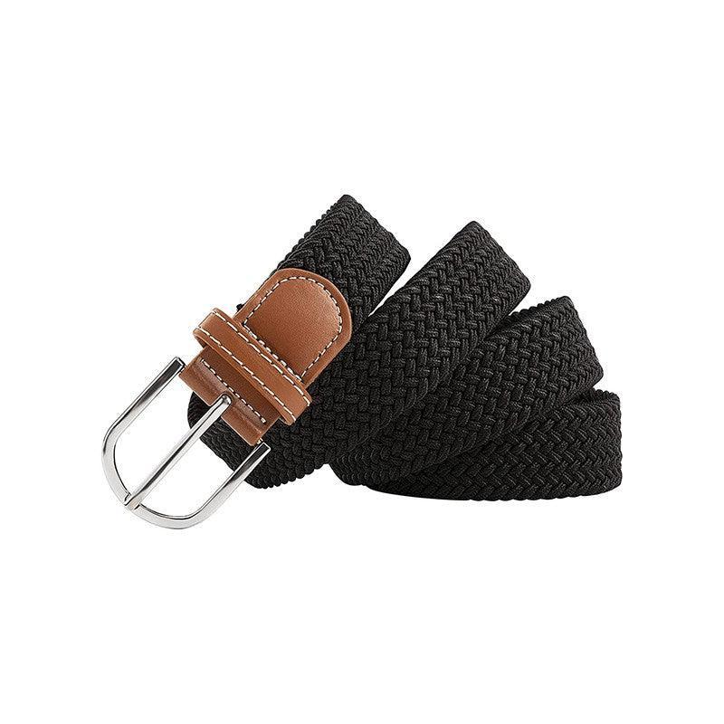 Belt For Men Elastic Waistband Canvas Buckle Braided Mens Woven Stretch Strar V528-BRAIDEDWAISTBAND-BLACK-670099