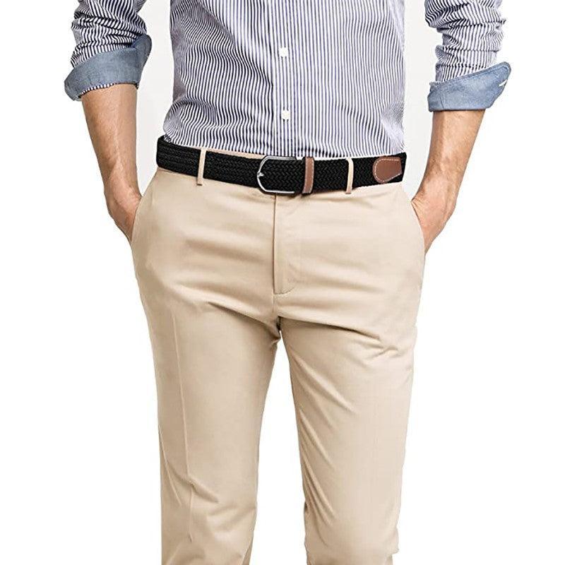 Belt For Men Elastic Waistband Canvas Buckle Braided Mens Woven Stretch Strar V528-BRAIDEDWAISTBAND-BLACK-670099
