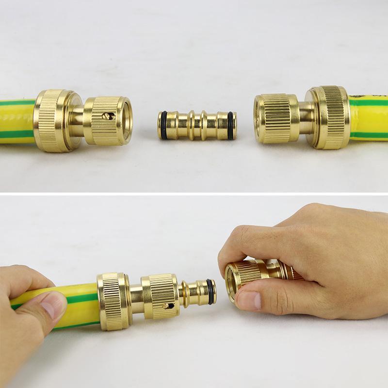 Brass Garden Hose Connector Fitting Double End Quick Joiner for 12mm Pipe Repair V528-BRASSADAPTER-473593