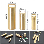 Waterproof Pill Box Case Bottle Brass Container Keyring Medicine Capsule Holder - L V528-BRASSPILLBOX-L-706779