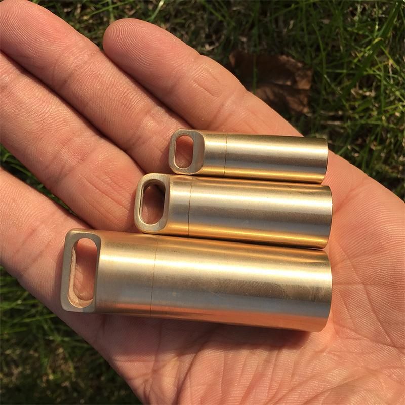Waterproof Pill Box Case Bottle Brass Container Keyring Medicine Capsule Holder - L V528-BRASSPILLBOX-L-706779