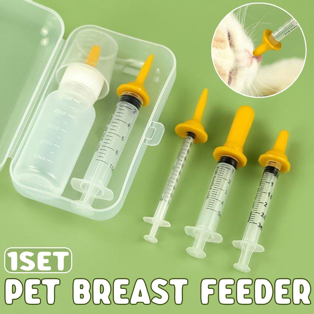 Kitten Feeding Bottle with Syringe Dispenser for Young Pets and Small Animals V528-BREAST-FEEDER-YELLOW-143640