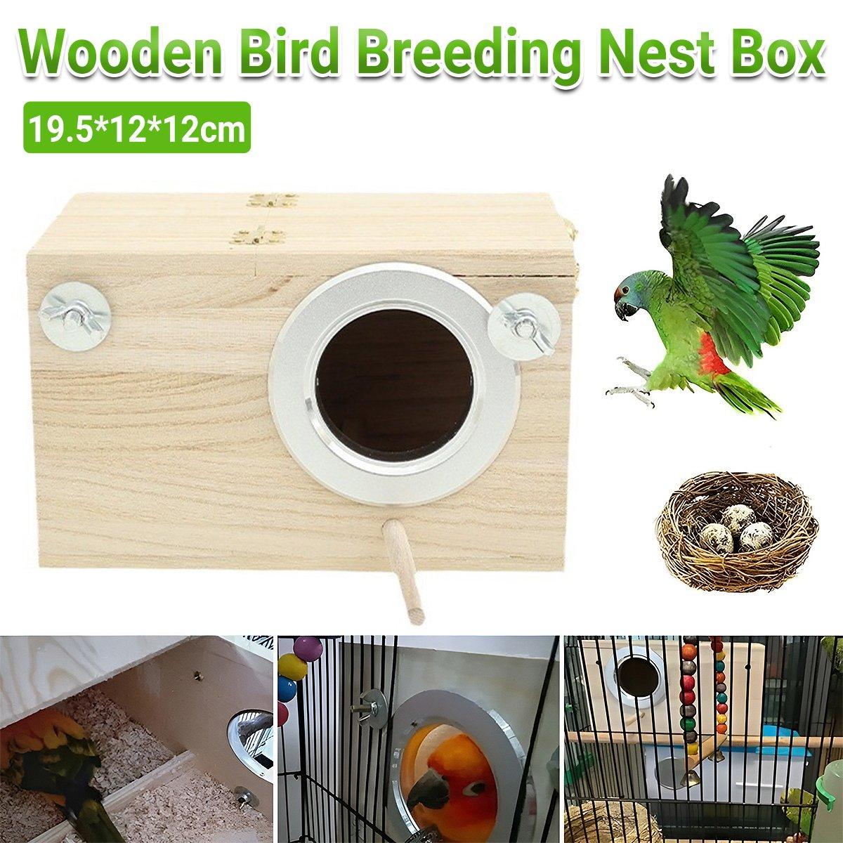 Natural Wooden Breeding Box Durable Parrot Hatching Box Nesting Box for Birds V528-BREEDING-BOX-619584