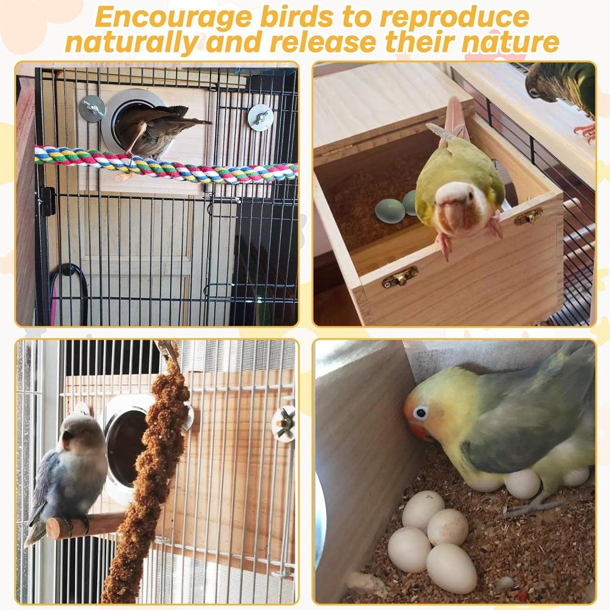 Natural Wooden Breeding Box Durable Parrot Hatching Box Nesting Box for Birds V528-BREEDING-BOX-619584