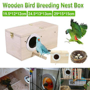 Wooden Nest Bird Breeding Box Parakeet Parrot Cockatiel Cage Nesting House S M L - S-19.5*12*12cm V528-BREEDING-BOX-L12-301356