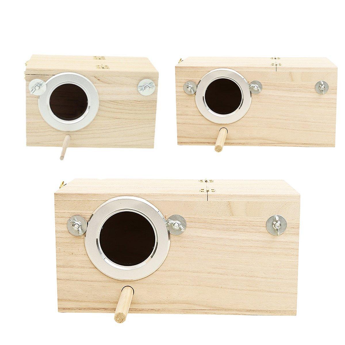 Wooden Nest Bird Breeding Box Parakeet Parrot Cockatiel Cage Nesting House S M L - S-19.5*12*12cm V528-BREEDING-BOX-L12-301356