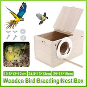 Wooden Nest Bird Breeding Box Parakeet Parrot Cockatiel Cage Nesting House S M L - S-19.5*12*12cm V528-BREEDING-BOX-L12-301356