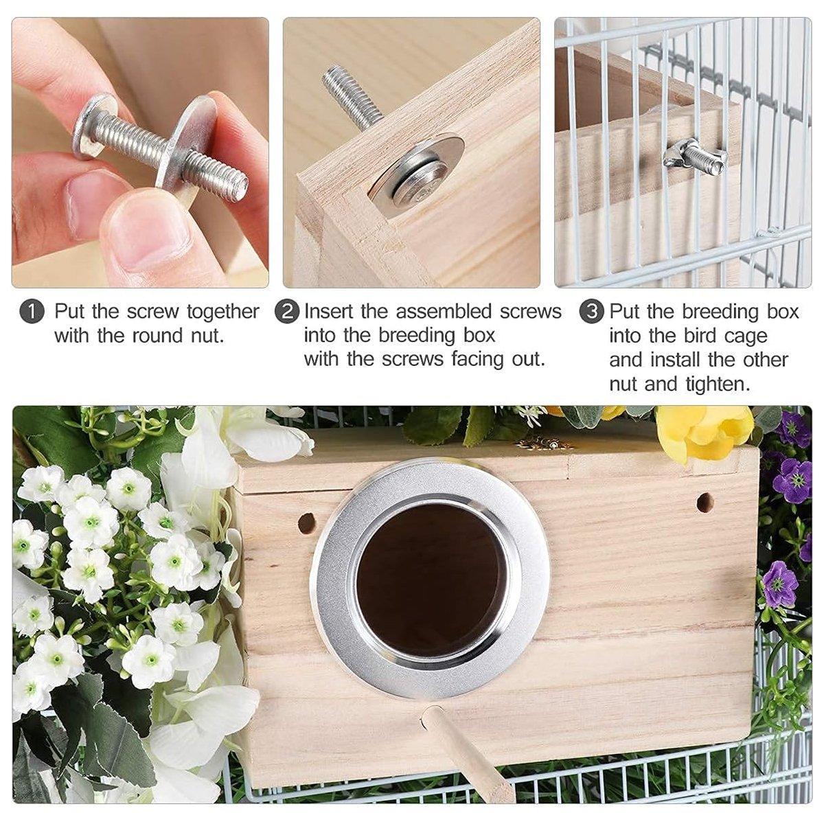 Wooden Nest Bird Breeding Box Parakeet Parrot Cockatiel Cage Nesting House S M L - S-19.5*12*12cm V528-BREEDING-BOX-L12-301356