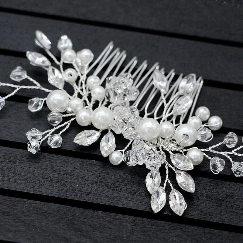 Bridal Headpieces Crystal Wedding Accessories White Jewelry Hair Comb Party Au V528-BRIDALHEADPIECE-678894
