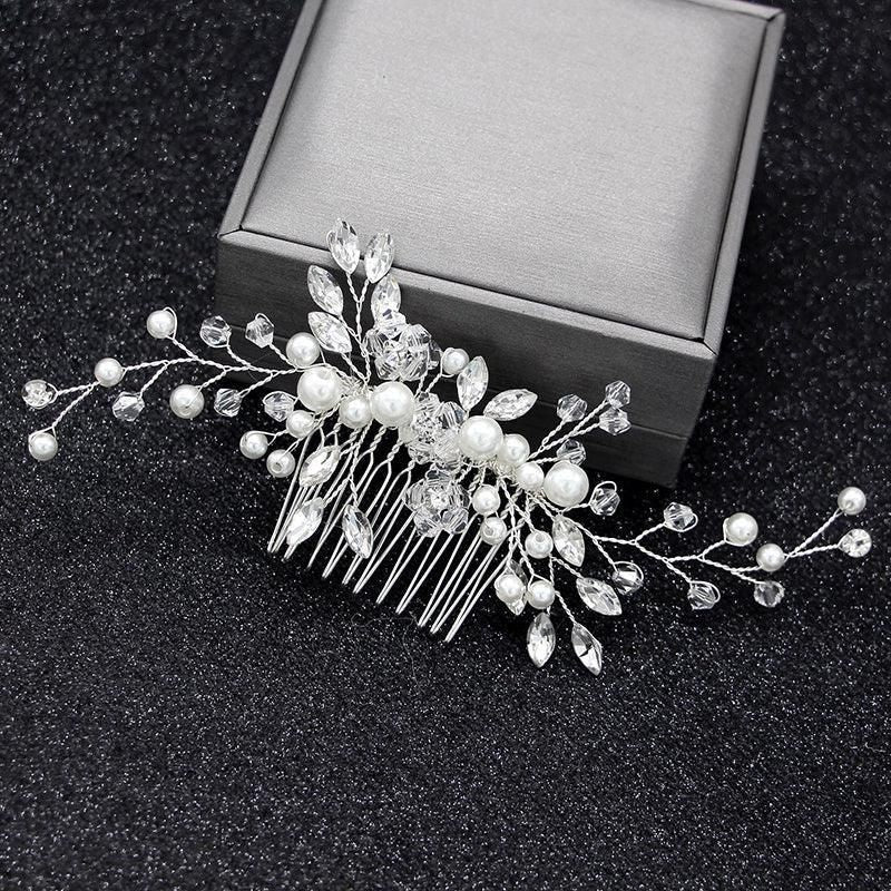 Bridal Headpieces Crystal Wedding Accessories White Jewelry Hair Comb Party Au V528-BRIDALHEADPIECE-678894