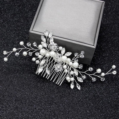 Bridal Headpieces Crystal Wedding Accessories White Jewelry Hair Comb Party Au V528-BRIDALHEADPIECE-678894