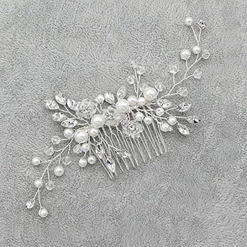 Bridal Headpieces Crystal Wedding Accessories White Jewelry Hair Comb Party Au V528-BRIDALHEADPIECE-678894